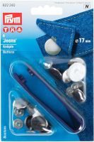 Nasturi pentru jeans, 8 bucati, model neted-argintiu, 17 mm Prym 