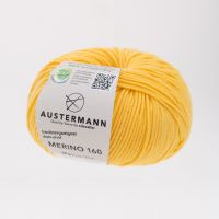 Fir lana 100% Merino, Austermann, Merino 160 Exp. 207 fir pentru tricotat si crosetat, Galben, 160 m