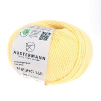 Fir lana 100% Merino, Austermann, Merino 160 Exp. 213 fir pentru tricotat si crosetat, Galben Pal, 160 m