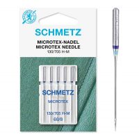 Set 5 ace pentru microfibra Schmetz Microtex, finete ac 60-110, pentru masina de cusut, sistem ac 130/705 H