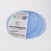 Fir lana 100% Merino, Austermann, Merino 160 Exp. 222 fir pentru tricotat si crosetat, Albastru Azur, 160 m