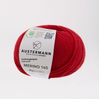 Fir lana 100% Merino, Austermann, Merino 160 Exp. 230 fir pentru tricotat si crosetat, Rosu Rubin, 160 m